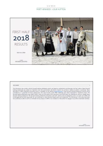 2018  RESULTS  JULY 24, 2018  DISCLAIMER  2  This document may contain certain forward looking