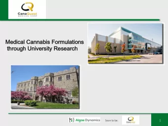 Me  Medica  cal Cannabis  s Formu  rmulations  s  thro  rough Unive  versi  rsity  y Rese  search