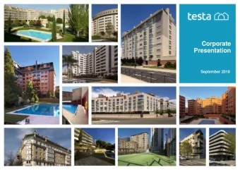 Presentation  September 2018  Disclaimer This document has been prepared by Testa Residencial