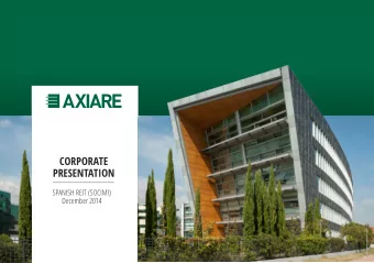 CORPORATE  PRESENTATION  SPANISH REIT (SOCIMI)  December 2014  This document has been prepared by