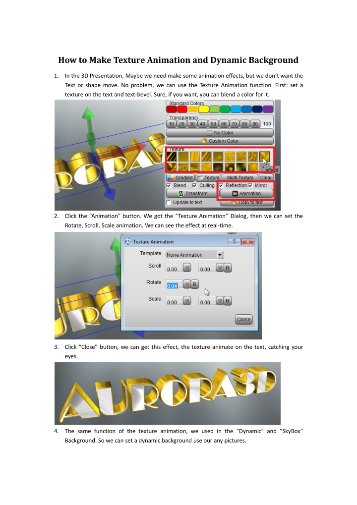 how to make texture animation and dynamic background