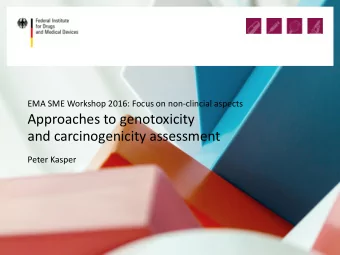 Approaches to genotoxicity and carcinogenicity assessment Peter Kasper  P. Kasper | EMA SME