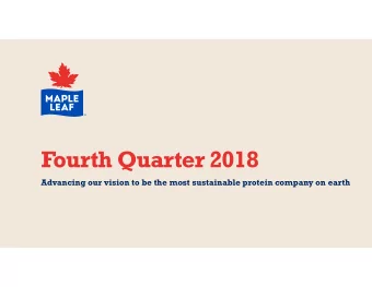 Fourth Quarter 2018  Advancing our vision to be the most sustainable protein company on earth