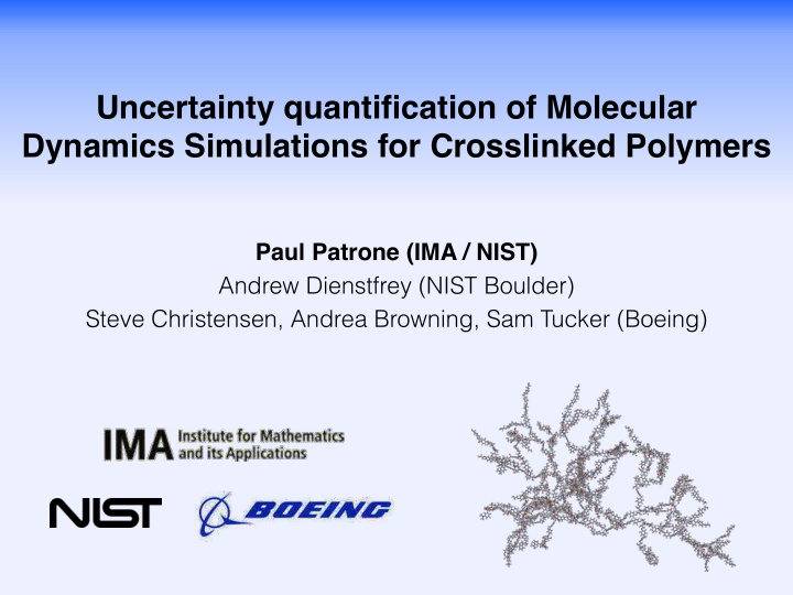 uncertainty quantification of molecular dynamics