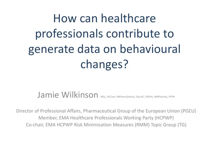 how can healthcare professionals contribute to generate