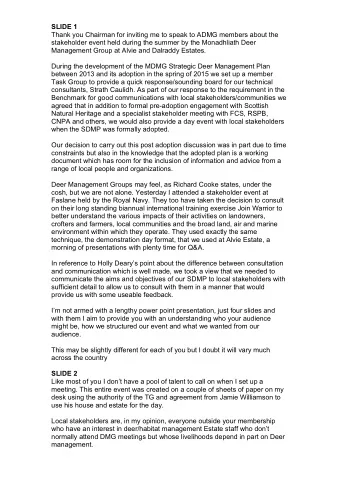 SLIDE 1  Thank you Chairman for inviting me to speak to ADMG members about the  stakeholder event