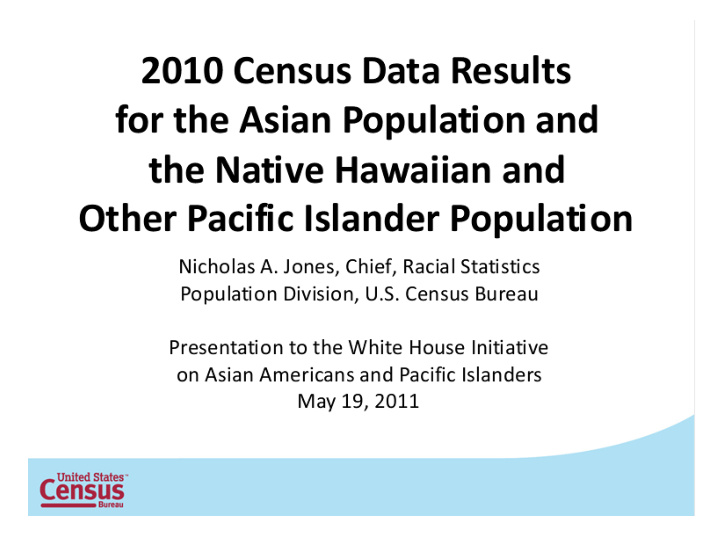 please join us for a presentation on what the 2010 census