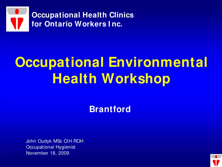occupational environmental health workshop