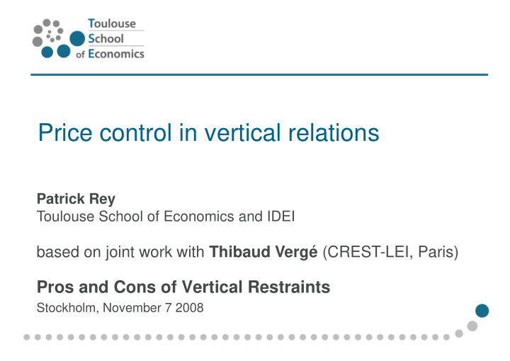 price control in vertical relations
