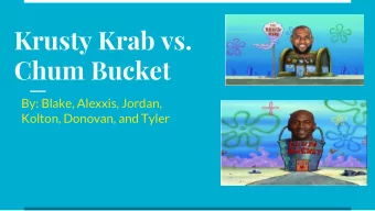 Krusty Krab vs.  Chum Bucket  By: Blake, Alexxis, Jordan,  Kolton, Donovan, and Tyler  Meme
