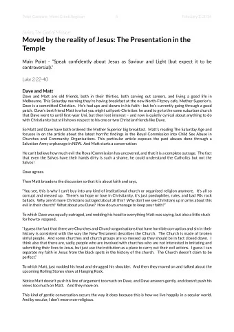 Series: The God of Mission  Moved by the reality of Jesus: The Presentation in the  Temple