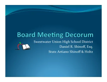 Sweetwater  Union  High  School  District    Daniel  R.  Shinoff,  Esq.