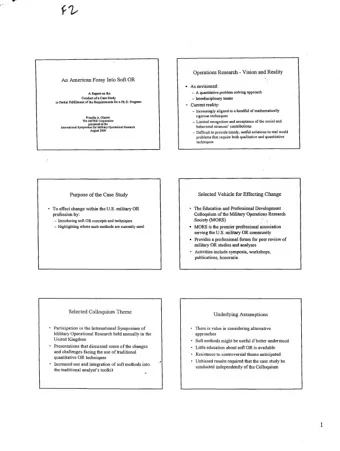 American Foray Into Soft OR zyxwvutsrqponmlkjihgfedcbaZYXWVUTSRQPONMLKJIHGFEDCBA An