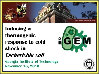 Inducing a  thermogenic  response to cold  shock in  Escherichia coli  Georgia Institute of