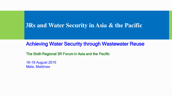 3rs and water security in asia the pacific