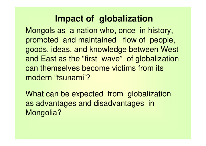 impact of globalization