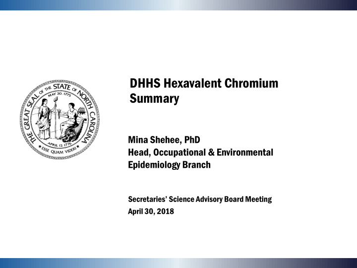 dhhs hexavalent chromium summary