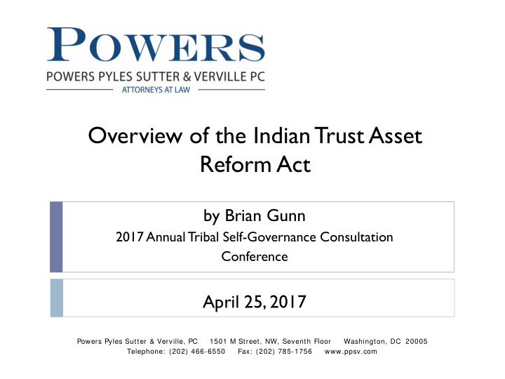 overview of the indian trust asset reform act
