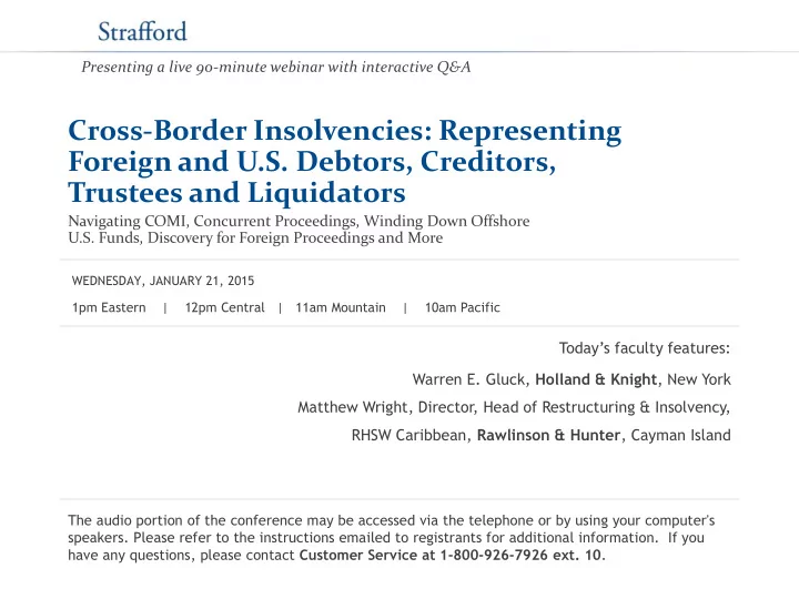 cross border insolvencies representing foreign and u s