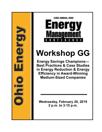 Workshop GG  Energy Savings Champions  Best Practices &amp; Case Studies  in Energy Reduction