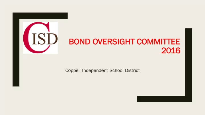 bond oversig ight c commit ittee 20 2016