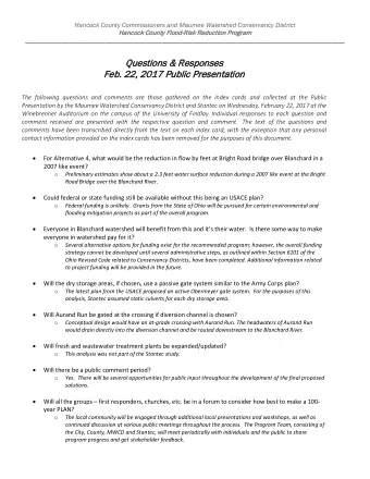 Questions  ns &amp;  &amp; Respons  nses  Feb. 22  22, 2  2017  017 Public P  Presenta  tati  tion
