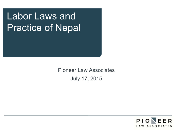 labor laws and practice of nepal
