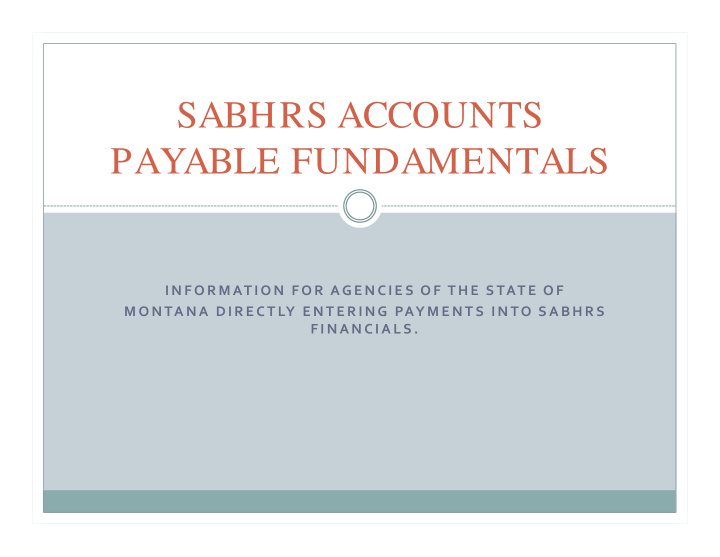 sabhrs accounts payable fundamentals