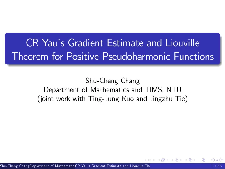 cr yau s gradient estimate and liouville theorem for
