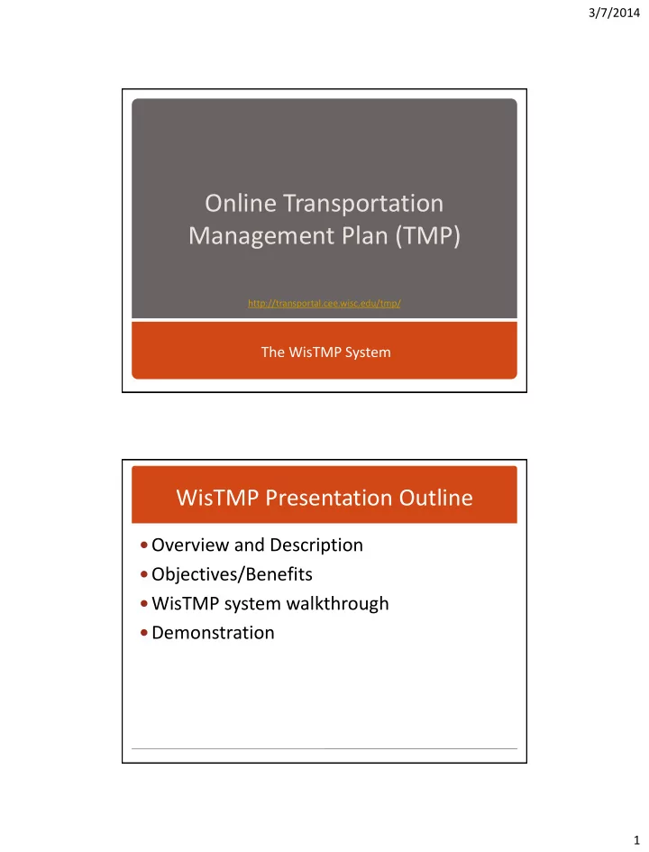 online transportation management plan tmp