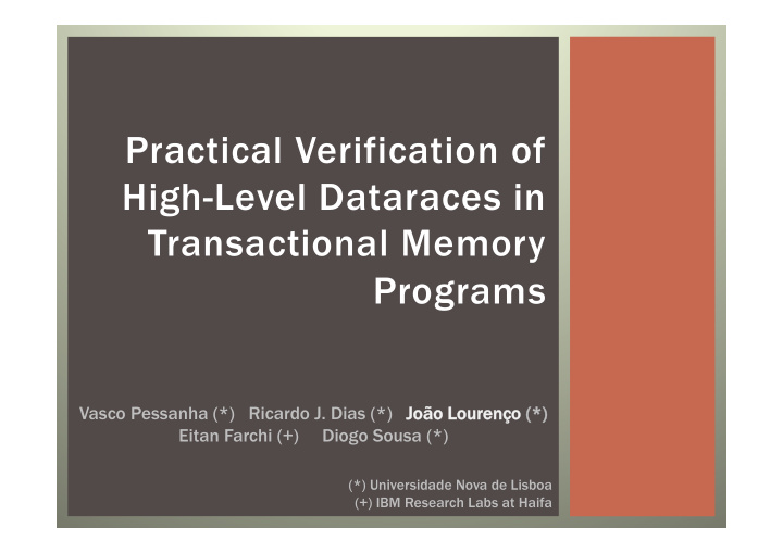 practical verification of high level dataraces in