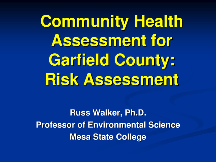 community health community health assessment for