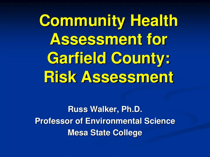 community health community health assessment for