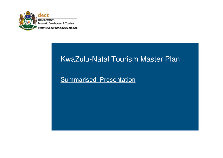 kwazulu natal tourism master plan