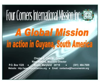 Organizational Overview  Who We Are  The Four Corners International Mission, Inc.