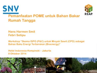 Pemanfaatan POME untuk Bahan Bakar  Rumah Tangga  Hans Harmen Smit  Febri Setipu Workshop  Skema