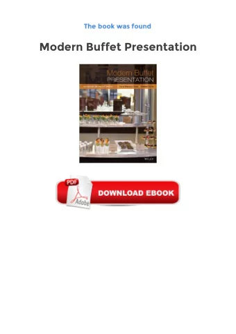 Free Kindle  Modern Buffet Presentation  ebooks Download  How to build extraordinary, memorable,