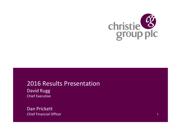 2016 results presentation