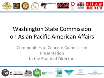 Washington State Commission  on Asian Pacific American Affairs  Communities of Concern Commission