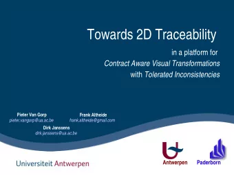 Towards 2D Traceability  in a platform for  Contract Aware Visual Transformations with Tolerated