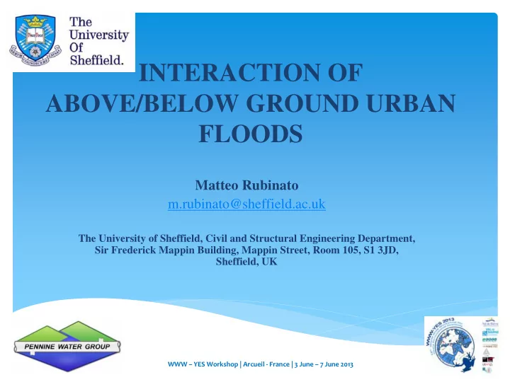interaction of above below ground urban floods