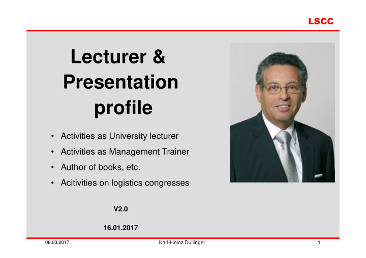 lecturer presentation profile