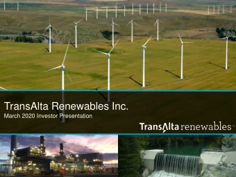 TransAlta Renewables Inc.  March 2020 Investor Presentation  1  Forward Looking Statements This