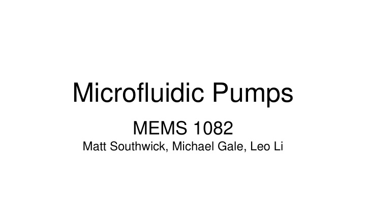 microfluidic pumps