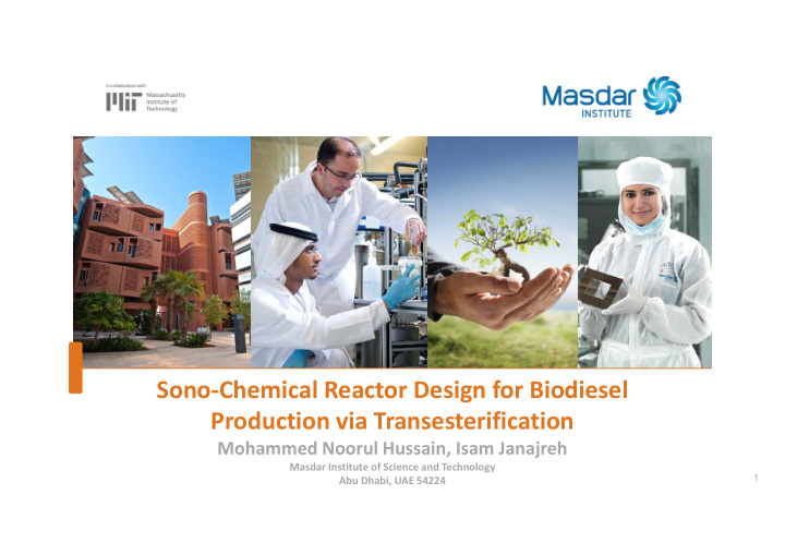 sono chemical reactor design for biodiesel production via