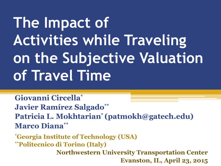 the impact of activities while traveling on the