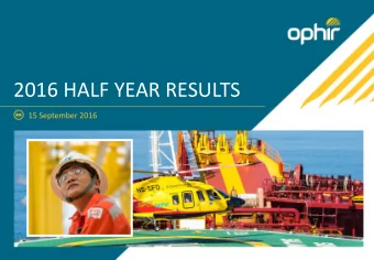 2016 HALF YEAR RESULTS  15 September 2016  DISCLAIMER  THIS DOCUMENT IS CONFIDENTIAL This document