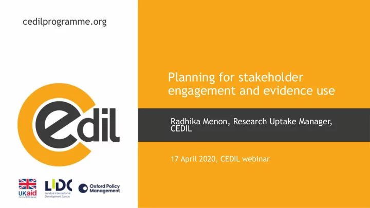 planning for stakeholder