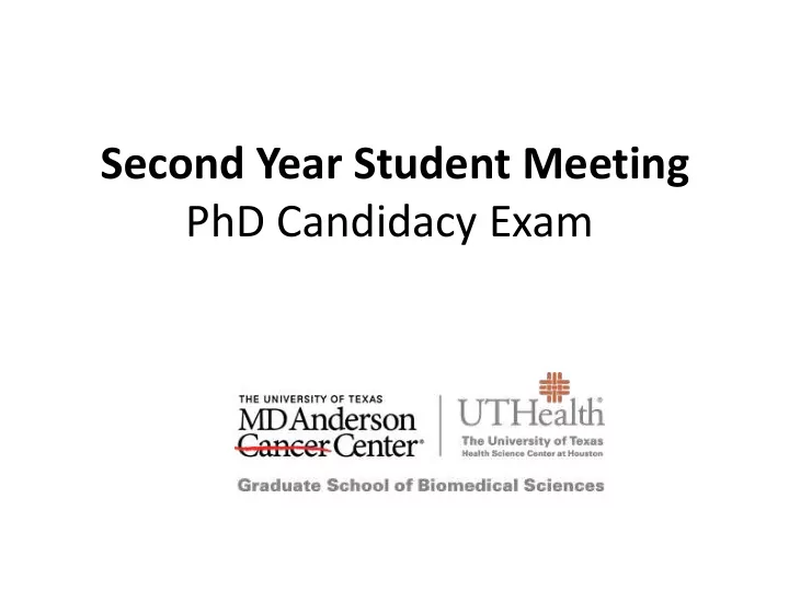 second year student meeting phd candidacy exam on topic