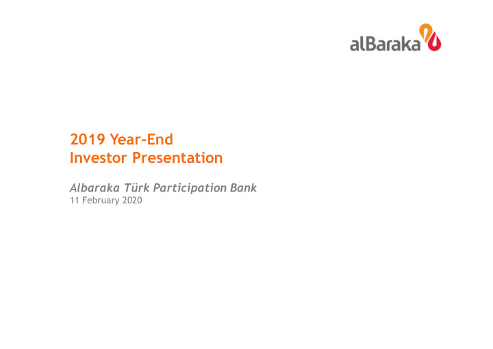 2019 year end investor presentation